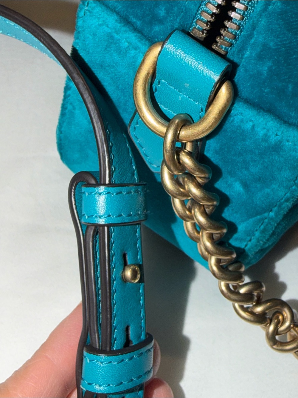 Gucci Teal Velvet GG Marmont Crossbody Bag/Shoulder bag. - Picture 13 of 13
